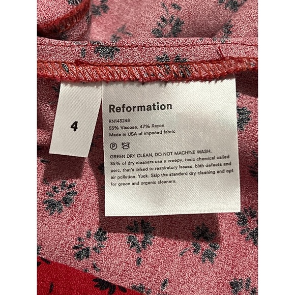Reformation Milla Dress Women’s 4 Red Black Floral Mini - Picture 14 of 14